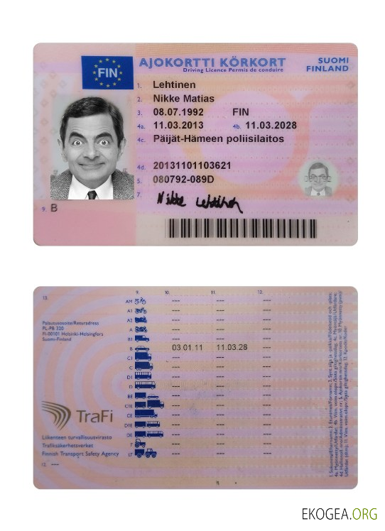 Finland driving license 2013 present